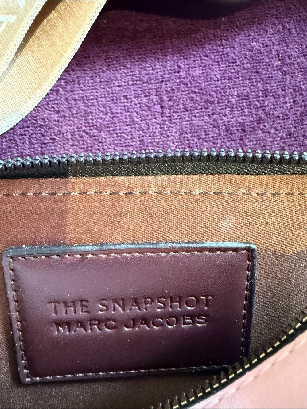 Marc Jacobs Blush Pink & Tan Camera Crossbody with Logo Strap